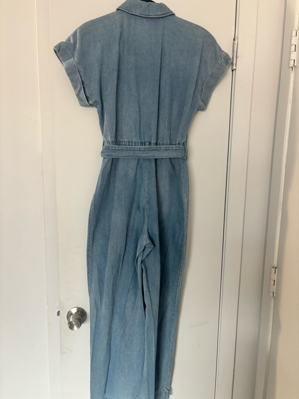 Express Light Blue Denim Jumpsuit with Zip - Picture 5 of 6
